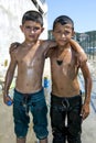 Young wrestlers at the Elmali Turkish Oil Wrestling Festival in Turkey.