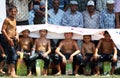 Young wrestlers seek some shade at the Elmali Turkish Oil Wrestling Festival, Turkey.