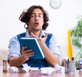 Young writer working on his new work Royalty Free Stock Photo