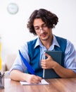 Young writer working on his new work Royalty Free Stock Photo