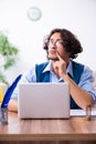 Young writer working on his new work Royalty Free Stock Photo