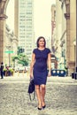 Young 40 years old Native American Businesswoman traveling, working in New York City Royalty Free Stock Photo