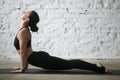 Young yogi attractive woman in upward facing dog pose, studio Royalty Free Stock Photo