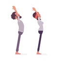 Young yogi man, woman practicing yoga, Tadasana pose Royalty Free Stock Photo