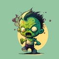 Young zombie boy. Halloween vector graphics. Illustration for a child.