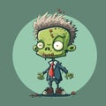 Young zombie boy. Halloween vector graphics. Illustration for a child.