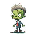 Young zombie boy. Halloween vector graphics. Illustration for a child.