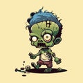 Young zombie boy. Halloween vector graphics. Illustration for a child.