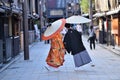 Japanese couple dressed in traditional kimono