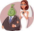 Gold Digger Marrying Sugar Daddy Vector Cartoon Royalty Free Stock Photo