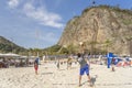 Youngsters having fun playing sports on the beach Royalty Free Stock Photo