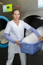youngwoman at a laundry Royalty Free Stock Photo