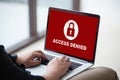 Your access is denied on laptop screen concept, protection security system Royalty Free Stock Photo