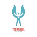 Your angel - vector logo template concept illustration. Human character with wings and star sign. Design element