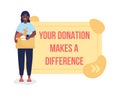 Your donation makes difference vector quote box with flat character