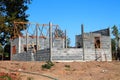 Your dream home. New residential construction house framing against a blue sky. Royalty Free Stock Photo