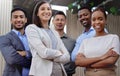 Your dream team. Portrait of a group of businesspeople enjoying a break outside at the office.