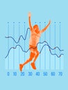 Your financial journey is marathon. Runner celebrating data-driven performance Royalty Free Stock Photo