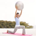 Your health is your greatest gift. Full length portrait of a young woman doing yoga outdoors. Royalty Free Stock Photo