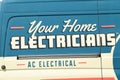 tor, canada - July 19, 2023: your home electricians ac electrical caption writing text printed on the side. p