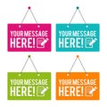 Your Message here hanging Door Sign on white Background Royalty Free Stock Photo