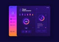Your metronome tablet interface vector template. Mobile app page night mode design layout