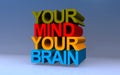 your mind your brain on blue Royalty Free Stock Photo