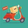 Your package rushes to you on the courier scooter. Vector graphics