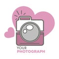 Your photograph old school photo camera with hearts