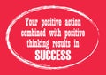 Your positive action combined with positive thinking results in success lettering poster