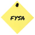 For your situational awareness acronym FYSA black marker written military initialism text, crucial current combat action Royalty Free Stock Photo