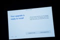 Your upgrade is ready to install mesasge on computer screen Royalty Free Stock Photo