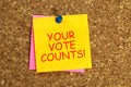 Your vote counts post it Royalty Free Stock Photo
