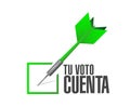 your vote counts in Spanish Approval check dart message concept Royalty Free Stock Photo