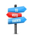 your vote counts in Spanish multiple destination color street si Royalty Free Stock Photo