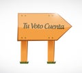 your vote counts in Spanish Wood sign concept illustration