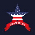 Your vote matters with usa star and ribbon vector design Royalty Free Stock Photo