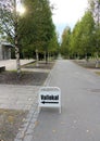 A sign with the text Vallokal (polling station) in Sweden