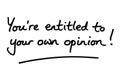 Youre entitled to your own opinion
