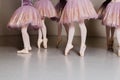 Youth Ballet Dancers Performing the Rehearsal in Red and White Tutu`s