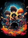 Youth Band - A Group Of Cartoon Boys Playing Instruments