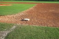 Youth baseball infield from first base side on sunny day