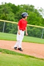 Youth baseball player on third base