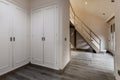 Youth bedroom with antechamber with built-in wardrobes with wooden ladder to access bed and matching wooden floors