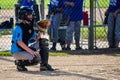 Youth Boy playing Catcher on Baseball team Royalty Free Stock Photo