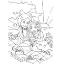 The youth celebrates love, first love, first kiss young hand drawing for coloring