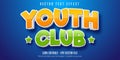 Youth club text, 3d cartoon style editable text effect