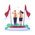 Youth couple character celebrate of Indonesia independence day Royalty Free Stock Photo