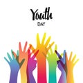 Youth day diverse teen hands greeting card Royalty Free Stock Photo