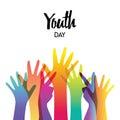 Youth day diverse teen hands greeting card